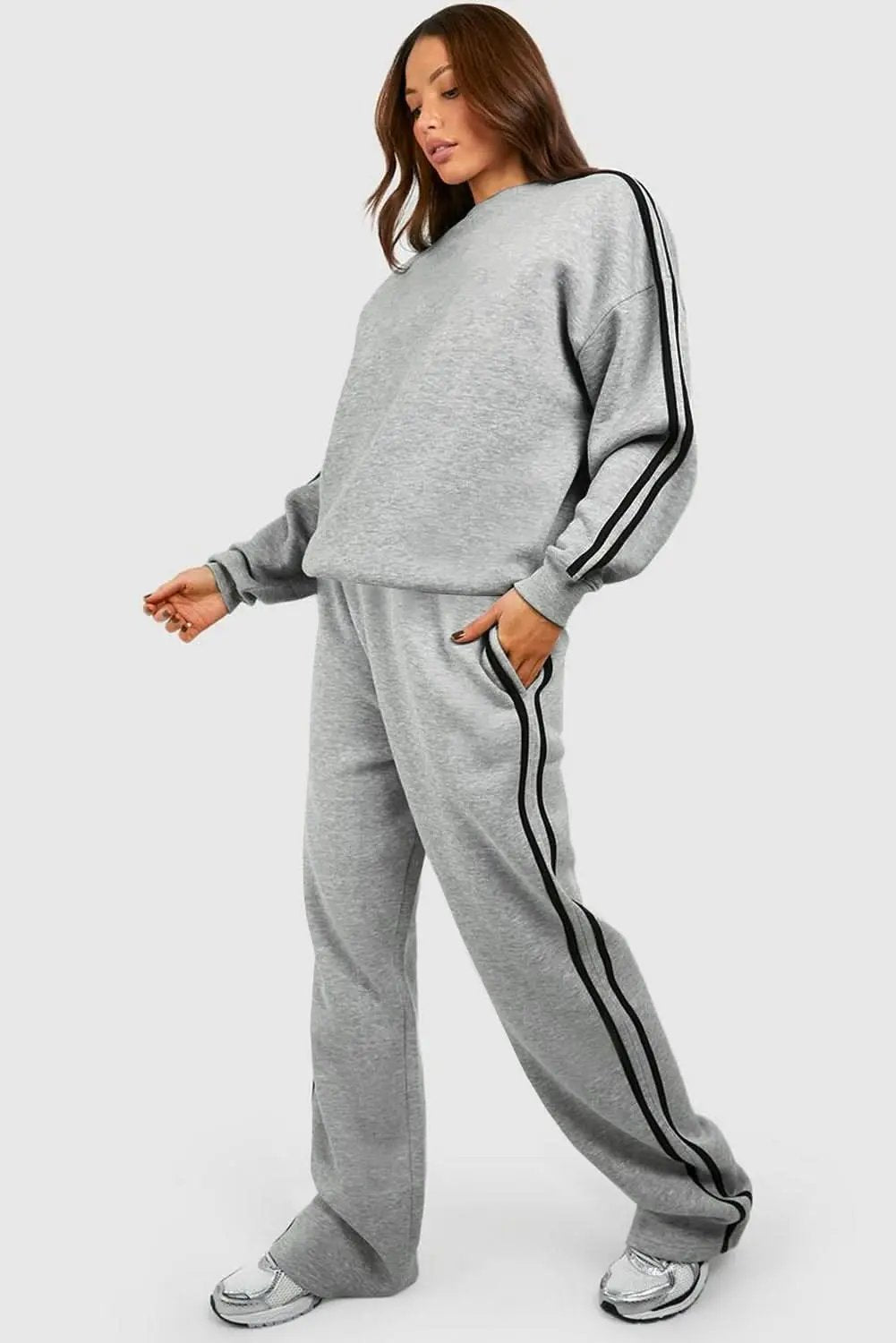 Light grey striped activewear set - Love Salve